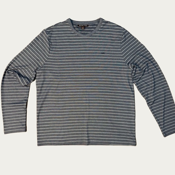 Michael Kors Gray Striped Long Sleeve Shirt NWOT - Picture 1 of 5